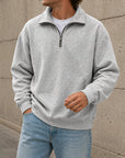 Mivanity Men's Stylish Casual Everyday Cotton Long-sleeved Half-zip Sweatshirt