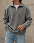 Mivanity Men's Stylish Casual Everyday Cotton Long-sleeved Half-zip Sweatshirt