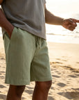 Mivanity Men's Texture Crinkled Daily Casual Shorts Drawstring Elastic Waist Shorts