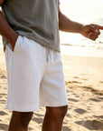 Mivanity Men's Texture Crinkled Daily Casual Shorts Drawstring Elastic Waist Shorts