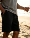 Mivanity Men's Texture Crinkled Daily Casual Shorts Drawstring Elastic Waist Shorts
