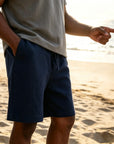 Mivanity Men's Texture Crinkled Daily Casual Shorts Drawstring Elastic Waist Shorts
