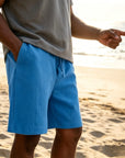 Mivanity Men's Texture Crinkled Daily Casual Shorts Drawstring Elastic Waist Shorts
