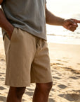 Mivanity Men's Texture Crinkled Daily Casual Shorts Drawstring Elastic Waist Shorts
