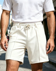 Mivanity Men's Textured Daily Casual Shorts Drawstring Elastic Waist Shorts