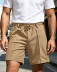 Mivanity Men's Textured Daily Casual Shorts Drawstring Elastic Waist Shorts