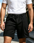 Mivanity Men's Textured Daily Casual Shorts Drawstring Elastic Waist Shorts