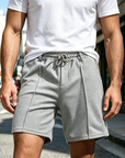 Mivanity Men's Textured Daily Casual Shorts Drawstring Elastic Waist Shorts