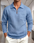 Mivanity Men's Textured Grid Jacquard Quarter-Zip Pullover