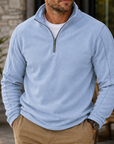 Mivanity Men's Textured Quarter-Zip Pullover Casual Long Sleeve Top