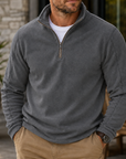Mivanity Men's Textured Quarter-Zip Pullover Casual Long Sleeve Top