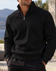 Mivanity Men's Textured Raglan Quarter-Zip Pullover Sweatshirt