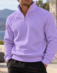 Mivanity Men's Textured Raglan Quarter-Zip Pullover Sweatshirt