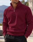 Mivanity Men's Textured Raglan Quarter-Zip Pullover Sweatshirt