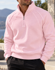 Mivanity Men's Textured Raglan Quarter-Zip Pullover Sweatshirt