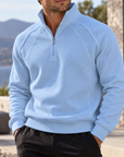 Mivanity Men's Textured Raglan Quarter-Zip Pullover Sweatshirt