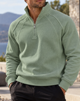 Mivanity Men's Textured Raglan Quarter-Zip Pullover Sweatshirt