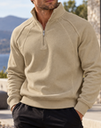 Mivanity Men's Textured Raglan Quarter-Zip Pullover Sweatshirt