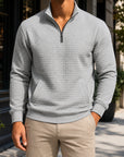 Mivanity Men's Trendy Quarter Zip Pullover Quilted Sweatshirts