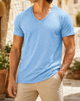 Mivanity Men's V-Neck Short-Sleeve T-Shirts