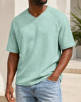 Mivanity Men's V-Neck Waffle Knit Short-Sleeve T-Shirts
