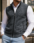 Mivanity Men's Vintage Textured Full-Zip Sweater Vest