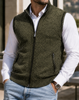 Mivanity Men's Vintage Textured Full-Zip Sweater Vest