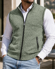 Mivanity Men's Vintage Textured Full-Zip Sweater Vest