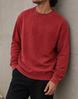 Mivanity Men's Vintage Washed Cotton Round Neck Long-sleeved Sweatshirt