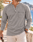 Mivanity Men's Vintage Washed Henley Shirts