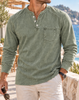 Mivanity Men's Vintage Washed Henley Shirts