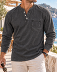 Mivanity Men's Vintage Washed Henley Shirts