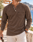 Mivanity Men's Vintage Washed Henley Shirts
