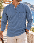 Mivanity Men's Vintage Washed Henley Shirts