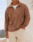 Mivanity Men's Vintage Washed Lightweight Quarter-Zip Pullover