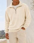 Mivanity Men's Vintage Washed Lightweight Quarter-Zip Pullover