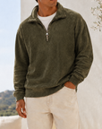 Mivanity Men's Vintage Washed Lightweight Quarter-Zip Pullover