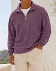 Mivanity Men's Vintage Washed Lightweight Quarter-Zip Pullover