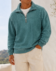 Mivanity Men's Vintage Washed Lightweight Quarter-Zip Pullover