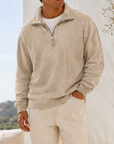 Mivanity Men's Vintage Washed Lightweight Quarter-Zip Pullover
