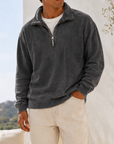 Mivanity Men's Vintage Washed Lightweight Quarter-Zip Pullover