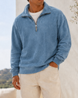 Mivanity Men's Vintage Washed Lightweight Quarter-Zip Pullover