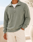 Mivanity Men's Vintage Washed Lightweight Quarter-Zip Pullover