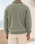Mivanity Men's Vintage Washed Lightweight Quarter-Zip Pullover