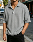 Mivanity Men's Waffle Knit Polo Shirts
