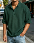 Mivanity Men's Waffle Knit Polo Shirts