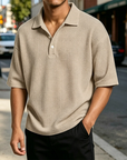 Mivanity Men's Waffle Knit Polo Shirts