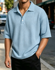 Mivanity Men's Waffle Knit Polo Shirts