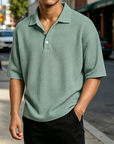 Mivanity Men's Waffle Knit Polo Shirts