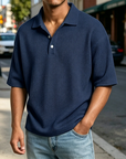 Mivanity Men's Waffle Knit Polo Shirts
